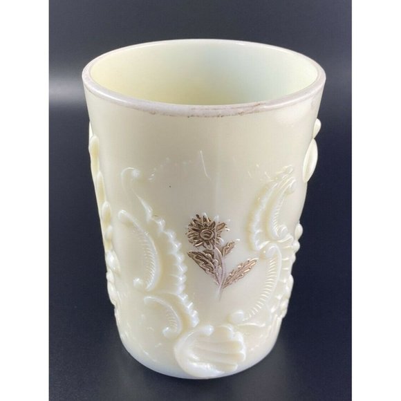 Northwood Glass Custard Louis XV with Gold Gilt Decorated Tumbler - Picture 1 of 6